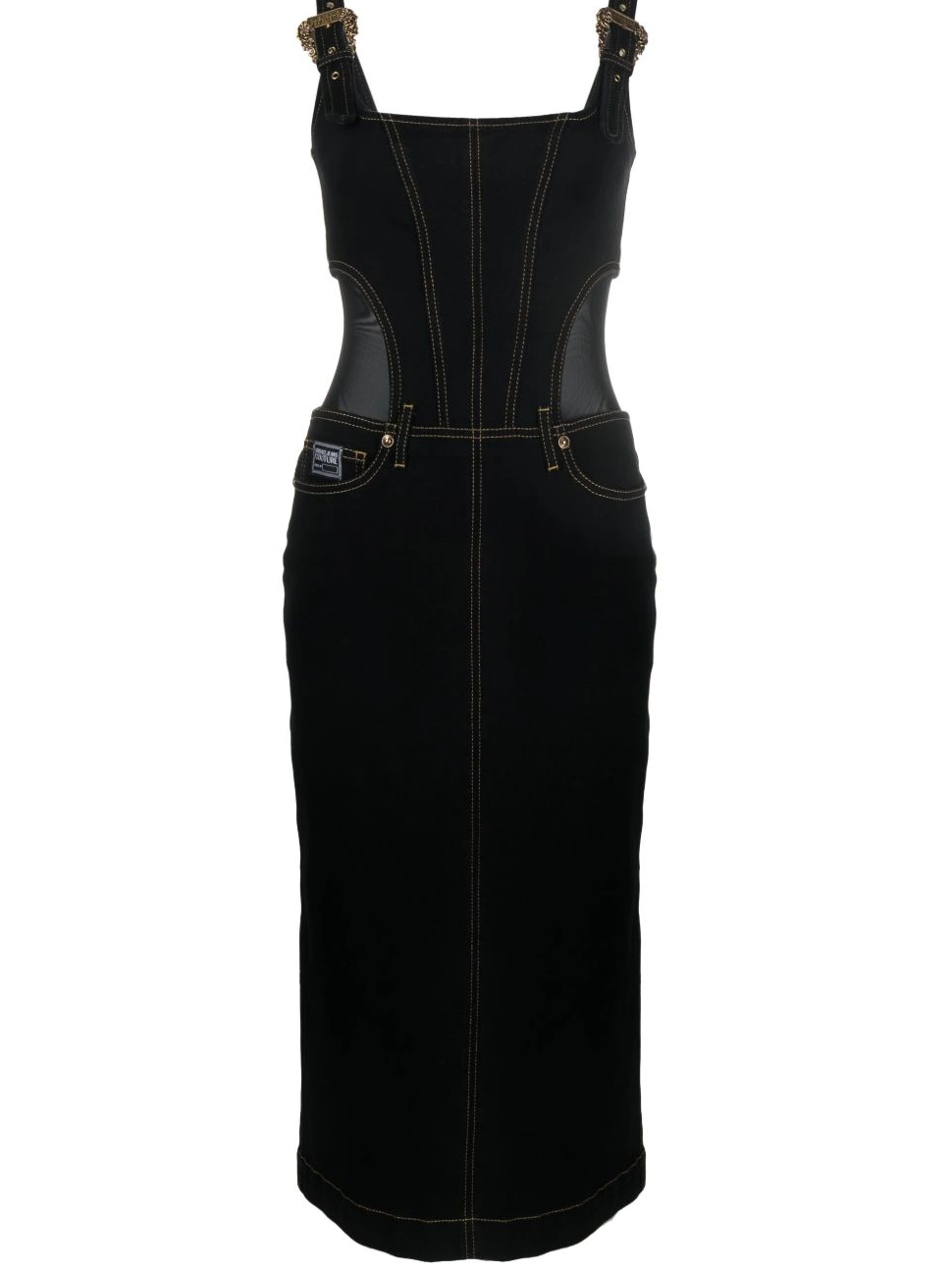 Affordable Women Versace contrast-stitching denim dress Jeans Couture 0825